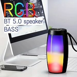 RGB Light BT5.0 Speaker Subwoofer TWS Pairing Wireless Portable Outdoor Card Large Memory Support TF Card/AUX/U Disk Color Ambience Light 360 HD Surround Sound - Perfect For Party Family Outdoor miniinthebox