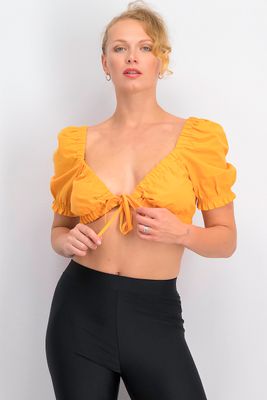 Womens Linen Laces Blouse Orange Womens Linen Laces Blouse Orange