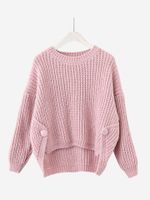 Irregular Hem Pure Color Sweaters