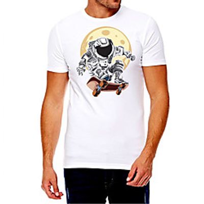 Men's Unisex Tee T shirt Hot Stamping Graphic Prints Astronaut Plus Size Print Short Sleeve Casual Tops Cotton Basic Fashion Designer Big and Tall White miniinthebox