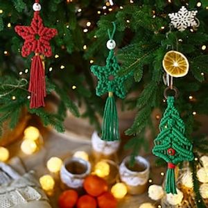 Star And Christmas Tree Shaped Christmas Decorative Pendants Bohemian Style Cotton Rope Woven Material Hanging Decorations Used for Room Home Decoration Or Christmas Decorations Lightinthebox