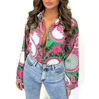 Women's Shirt Blouse Floral Daily Button Print Pink Long Sleeve Casual Shirt Collar Spring Fall Lightinthebox - thumbnail