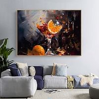 Classic Cocktails Dramatic Painting Handpainted on Canvas Bar Restaurant Kitchen Wall Decor Abstract Modern Rolled Canvas No Frame miniinthebox - thumbnail