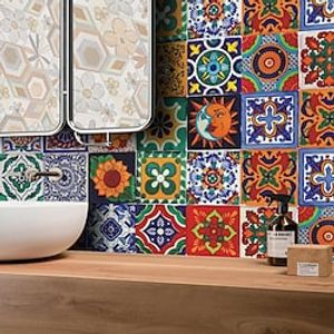 24Pcs Antique Tiles Tickers Wall Decals Mosaic Tile Stickers Retro Wall Stickers Waterproof And Removable Lightinthebox