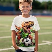 Boys 3D Dinosaur Football Tee Shirt Short Sleeve 3D Print Summer Spring Active Sports Fashion Polyester Kids 3-12 Years Crew Neck Outdoor Casual Daily Regular Fit miniinthebox