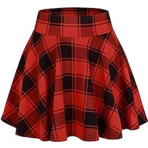 Women's Skirt Christmas Plaid Skirt Mini Red Black Green Skirts Print Fashion Casual Street Daily XL 2XL 3XL Lightinthebox