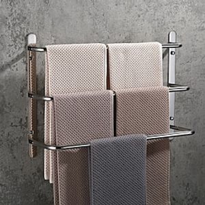 Bathroom Towel Bar 60cm Multilayer Stainless Steel Multifunction 3-layer Towel Rack Wall Mounted Polished Sivery and Matte Black 1pc miniinthebox