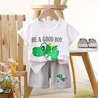 2 Pieces Toddler Boys T-shirt Shorts Outfit Cartoon Short Sleeve Set Outdoor Fashion Daily Summer Spring 3-7 Years White Yellow Pink Lightinthebox