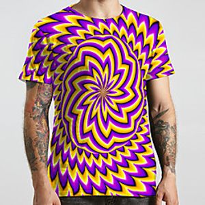 Men's Unisex Tee T shirt 3D Print Graphic Prints Geometry Plus Size Print Short Sleeve Casual Tops Basic Designer Big and Tall Purple Lightinthebox