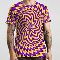 Men's Unisex Tee T shirt 3D Print Graphic Prints Geometry Plus Size Print Short Sleeve Casual Tops Basic Designer Big and Tall Purple Lightinthebox - thumbnail