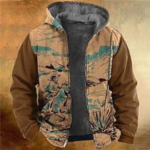 Men's Full Zip Hoodie Jacket Khaki Hooded Graphic Prints Portrait Zipper Print Sports  Outdoor Daily Sports 3D Print Fleece Vintage Designer Casual Winter Clothing Apparel Hoodies Sweatshirts  miniinthebox