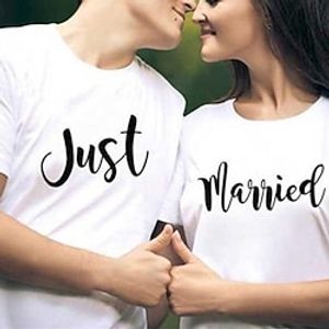 Couple's Men's Women's T shirt Tee Letters Crew Neck White Valentine's Day Daily Short Sleeve Print Clothing Apparel Polyester Fashion Casual Lightinthebox