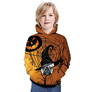 Kids Boys' Hoodie  Sweatshirt Long Sleeve Dog Pumpkin 3D Print Animal Print Brown Children Tops Summer Active Daily Wear Halloween Regular Fit 3-13 Years Lightinthebox