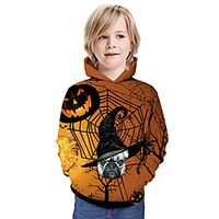 Kids Boys' Hoodie  Sweatshirt Long Sleeve Dog Pumpkin 3D Print Animal Print Brown Children Tops Summer Active Daily Wear Halloween Regular Fit 3-13 Years Lightinthebox - thumbnail