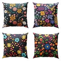Floral Plant Double Side Pillow Cover 4PC Soft Decorative Cushion Case Pillowcase for Bedroom Livingroom Sofa Couch Chair miniinthebox - thumbnail