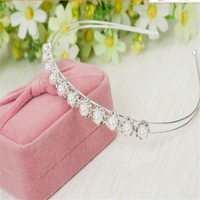 Bridal Plating Silver Pearl Crystal Rhinestone Headband Tiara Crown Band Wedding Accessories