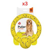 Fofos Durable Puller With Ball Dog Toy Yellow (Pack of 3)