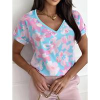 Women's Tunic Casual Daily Blue Short Sleeve Fashion V Neck Summer Lightinthebox