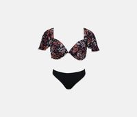 Womens 2 Piece Printed Cap-Sleeve Open-Back Bikini Set  Navy/ Black - thumbnail