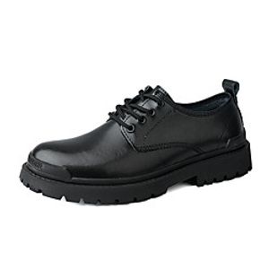 Men's Unisex Oxfords Lace up Leather Shoes Sporty Casual Classic Daily Outdoor Leather Cowhide Warm Non-slipping Height-increasing Black Fall Winter miniinthebox