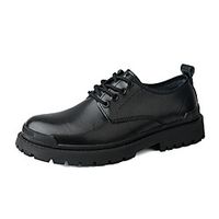 Men's Unisex Oxfords Lace up Leather Shoes Sporty Casual Classic Daily Outdoor Leather Cowhide Warm Non-slipping Height-increasing Black Fall Winter miniinthebox - thumbnail