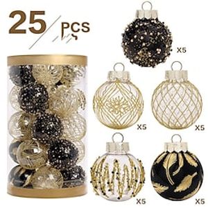 Christmas Tree Balls,  Christmas Ornament Decorations Shatterproof Ornaments Black and Gold Color Painted Christmas Baubles Decorations for Party Wedding Christmas Decor miniinthebox