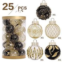 Christmas Tree Balls,  Christmas Ornament Decorations Shatterproof Ornaments Black and Gold Color Painted Christmas Baubles Decorations for Party Wedding Christmas Decor miniinthebox - thumbnail