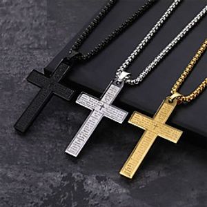 stainless steel bible text cross necklace religious belief jewelry cross blessing men and women titanium steel pendants Lightinthebox