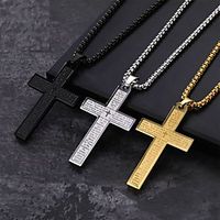 stainless steel bible text cross necklace religious belief jewelry cross blessing men and women titanium steel pendants Lightinthebox - thumbnail