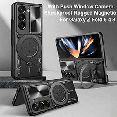 Phone Case For Samsung Galaxy Z Fold 5 With Magsafe with Screen Protector Full Body Protective Support Wireless Charging Solid Color PC Lightinthebox