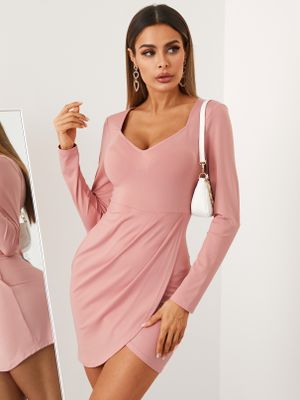 YOINS BASICS V-neck Long sleeves Mini Dress YOINS BASICS V-neck Long sleeves Mini Dress