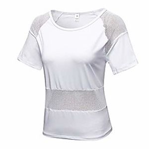 ladies mesh seams workout shirt loose fit yoga top, ladies, white, size s Lightinthebox