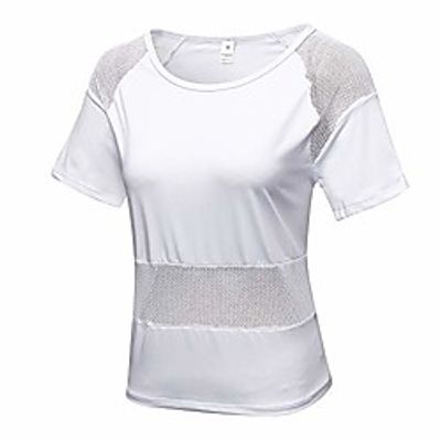 ladies mesh seams workout shirt loose fit yoga top, ladies, white, size s Lightinthebox