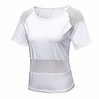 ladies mesh seams workout shirt loose fit yoga top, ladies, white, size s Lightinthebox - thumbnail