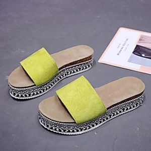 Women's Sandals Chunky Heel Round Toe Rubber PU Black Yellow Light Red Lightinthebox