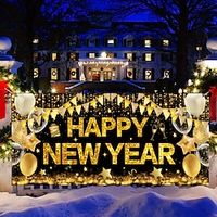Happy New Year Outdoor Garage Door Cover Xmas Door Banner Large Door Mural Christmas Backdrop Decoration for Holiday Home Wall Decorations Lightinthebox - thumbnail