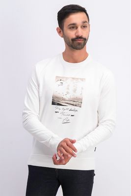 Mens Graphic Print Sweater  White