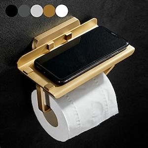Toilet Paper Holder with Phone Shelf Wall Mounted, Brass Copper Bathroom Accessories Tissues Roll Dispenser Storage Rack Lightinthebox