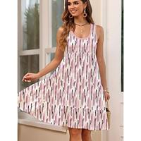 Women's Print Crew Neck Mini Dress Sleeveless Summer Lightinthebox