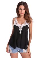 Sexy Chiffon Patchwork Solid Color V-Neck Casual Blouses
