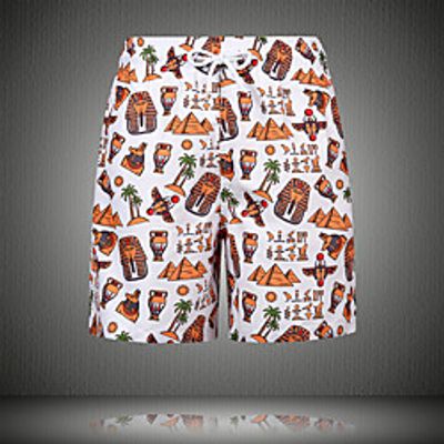 Men's Casual  Sporty Outdoor Sports Daily Beach Shorts Pants Graphic Short Drawstring Elastic Drawstring Design Orange Lightinthebox