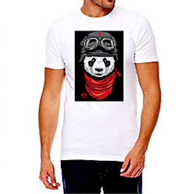 Men's Unisex Tee T shirt Hot Stamping Graphic Prints Panda Soldier Plus Size Print Short Sleeve Casual Tops Cotton Basic Fashion Designer Big and Tall White Lightinthebox