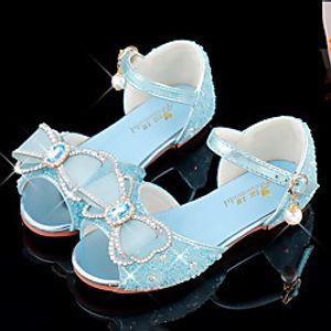 Girls' Flats Flower Girl Shoes Princess Shoes School Shoes Rubber PU Little Kids(4-7ys) Big Kids(7years ) Daily Party  Evening Walking Shoes Rhinestone Bowknot Sparkling Glitter Blue Pink Silver Lightinthebox