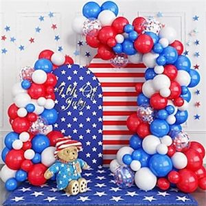 114pcs Red white and blue latex balloons American Patriotic Decoration Supplies confetti balloons Independence Day Anniversary party miniinthebox