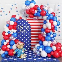 114pcs Red white and blue latex balloons American Patriotic Decoration Supplies confetti balloons Independence Day Anniversary party miniinthebox - thumbnail