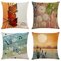 Autumn Double Side Cushion Cover 4PC Soft Decorative Square Throw Pillow Cover Cushion Case Pillowcase for Bedroom Livingroom Superior Quality Machine Washable Indoor Cushion for Sofa Couch Bed Chair Lightinthebox - thumbnail