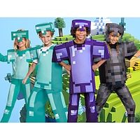Minecraft Cosplay Cosplay Costume Halloween Group Family Costumes Boys Girls' Movie Cosplay Cosplay Halloween Dark Green Purple Green Costume Halloween Carnival Masquerade Polyester miniinthebox - thumbnail