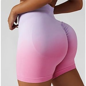 Women's Short Leggings Scrunch Butt Ruched Butt Lifting Tummy Control Butt Lift High Waist Yoga Fitness Gym Workout Shorts Bottoms Color Gradient Black Yellow Pink Sports Activewear High Elasticity Lightinthebox
