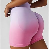Women's Short Leggings Scrunch Butt Ruched Butt Lifting Tummy Control Butt Lift High Waist Yoga Fitness Gym Workout Shorts Bottoms Color Gradient Black Yellow Pink Sports Activewear High Elasticity Lightinthebox - thumbnail
