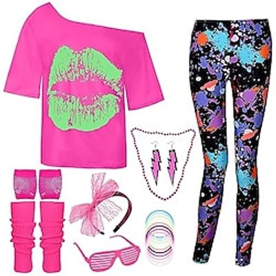 Retro Vintage 1980s T-shirt Accesories Set Women's Cosplay Costume Halloween Party Evening Leg Warmers Lightinthebox Retro Vintage 1980s T-shirt Accesories Set Women's Cosplay Costume Halloween Party Evening Leg Warmers Lightinthebox